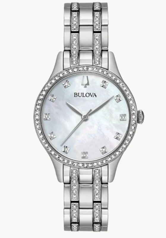 B37) Bulova Women's Crystal Watch and Bracelet Set 96X145 - Image 3