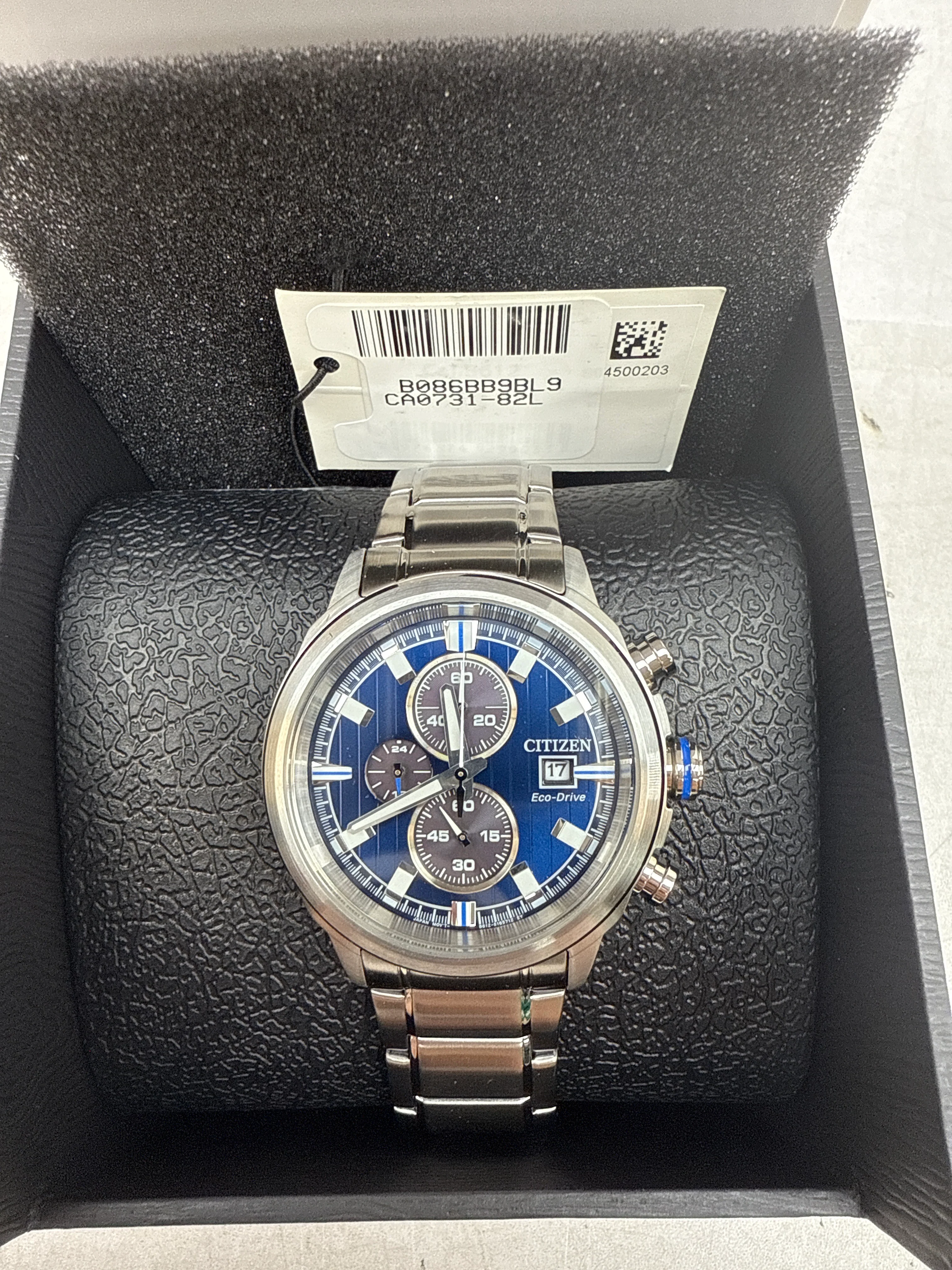 C106) Eco-Drive Chronograph Blue Dial Men's Watch
Item No. CA0731-82L - Image 2