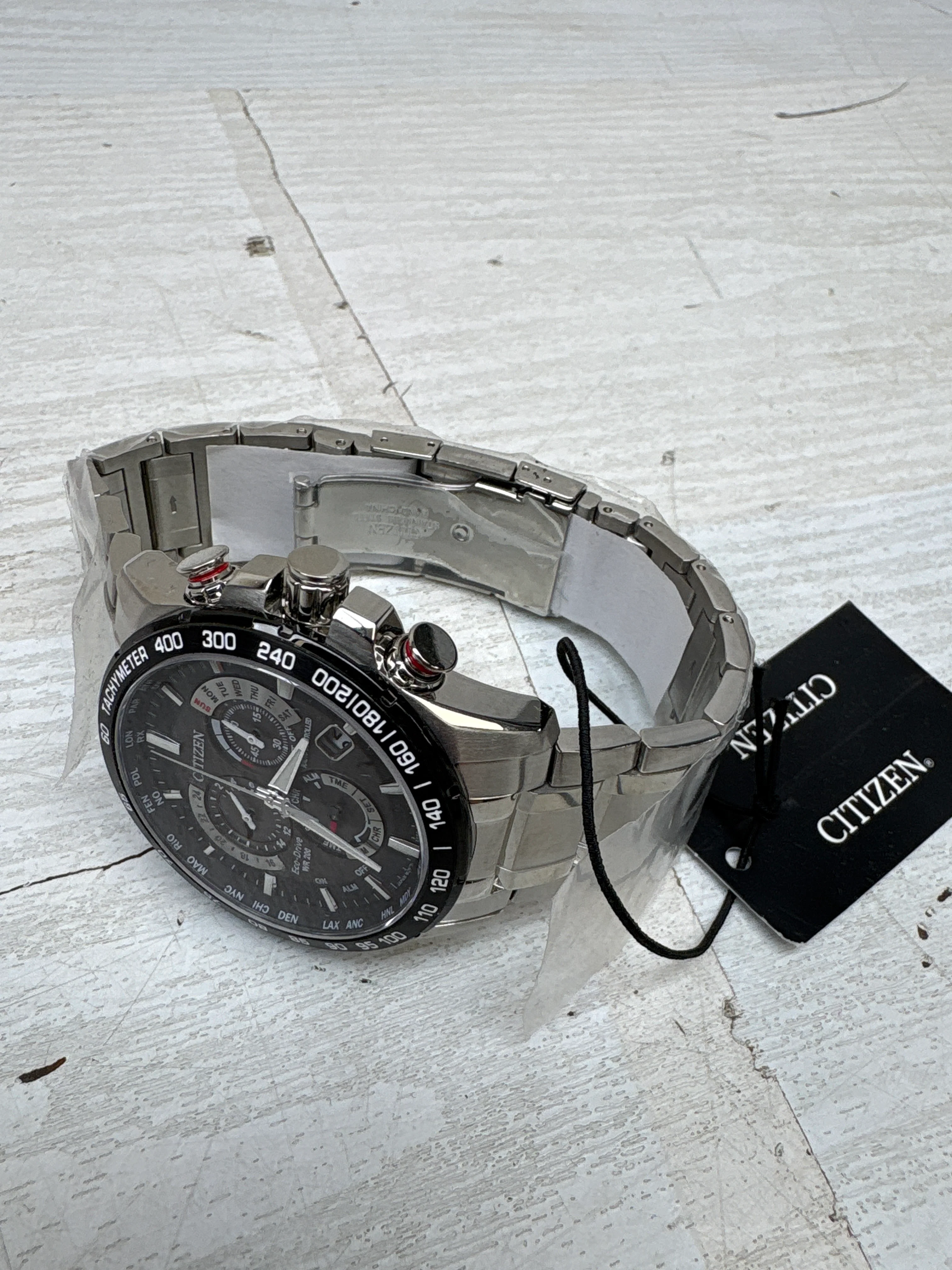 C29) Citizen Men's Eco-Drive Sport Luxury PCAT Chronograph Watch Stainless Steel, Black Dial (Model: CB5898-59E) - Image 3