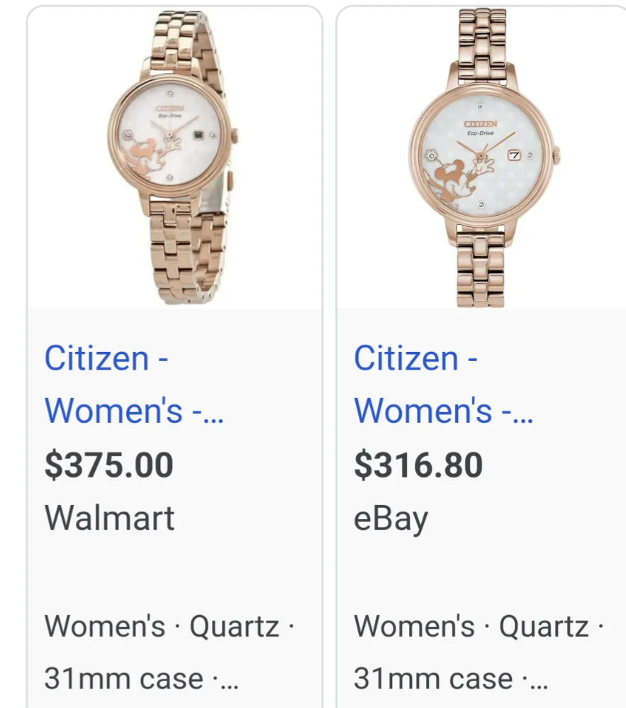 C15) Citizen EW2448-51W Eco-Drive Disney MINNIE MOUSE Diamond Rose Gold Tone Watch - Image 4