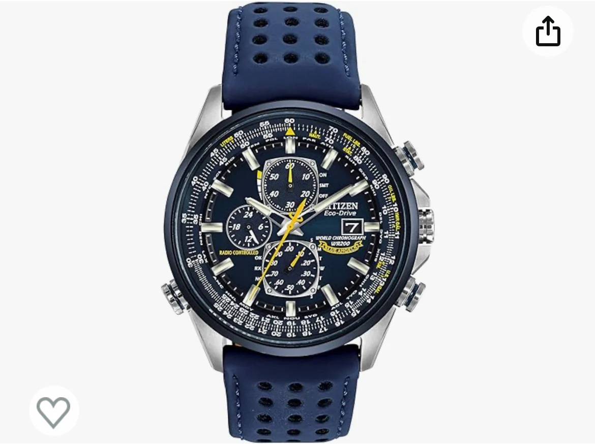 C30) Citizen Men's Eco-Drive Sport Luxury World Chronograph Atomic Time Keeping Watch in Stainless Steel with Blue Polyurethane strap, Blue Dial