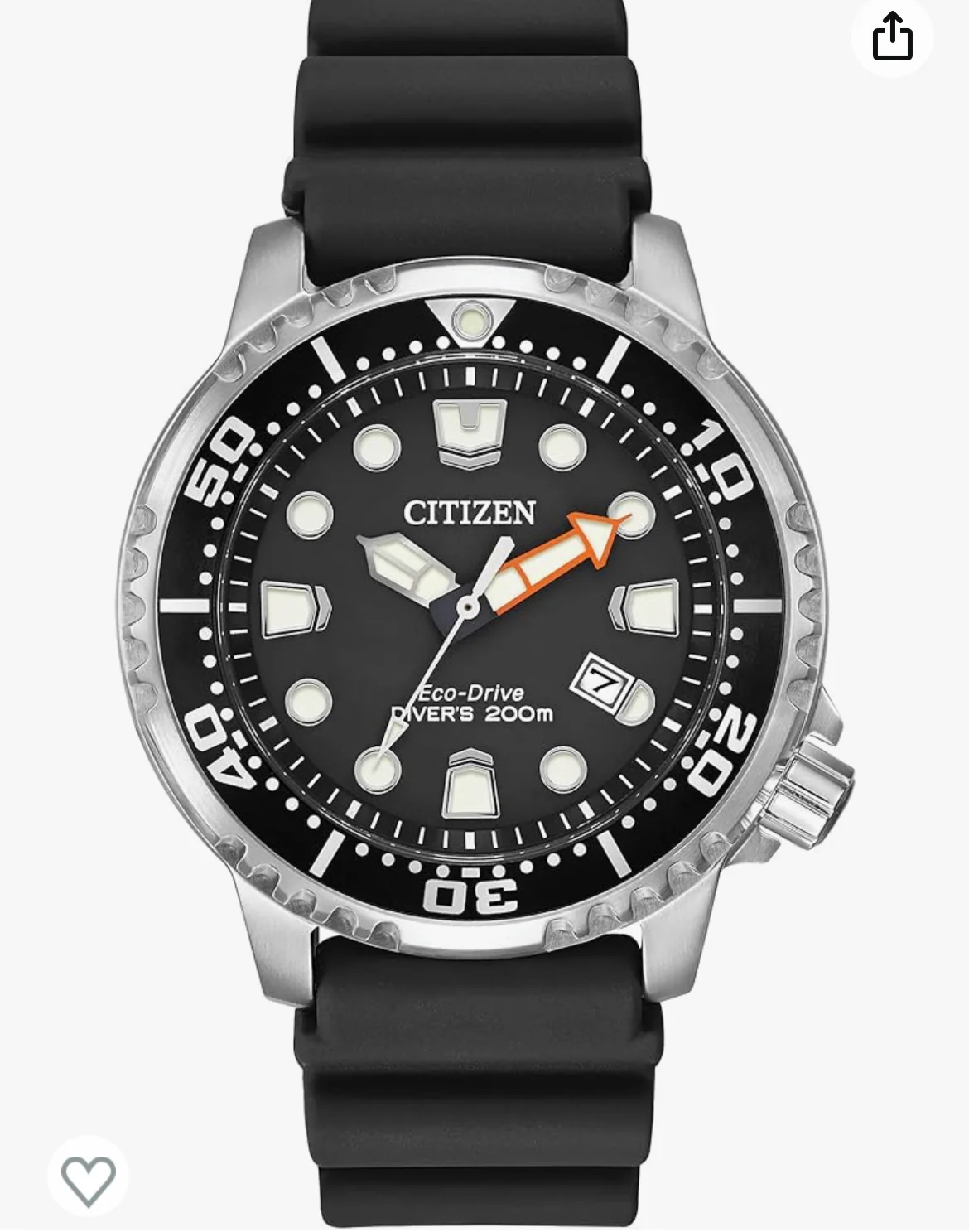 C38) Citizen Promaster Dive Eco-Drive Watch, 3-Hand Date, ISO Certified, Luminous Hands and Markers, Rotating Bezel - Image 2
