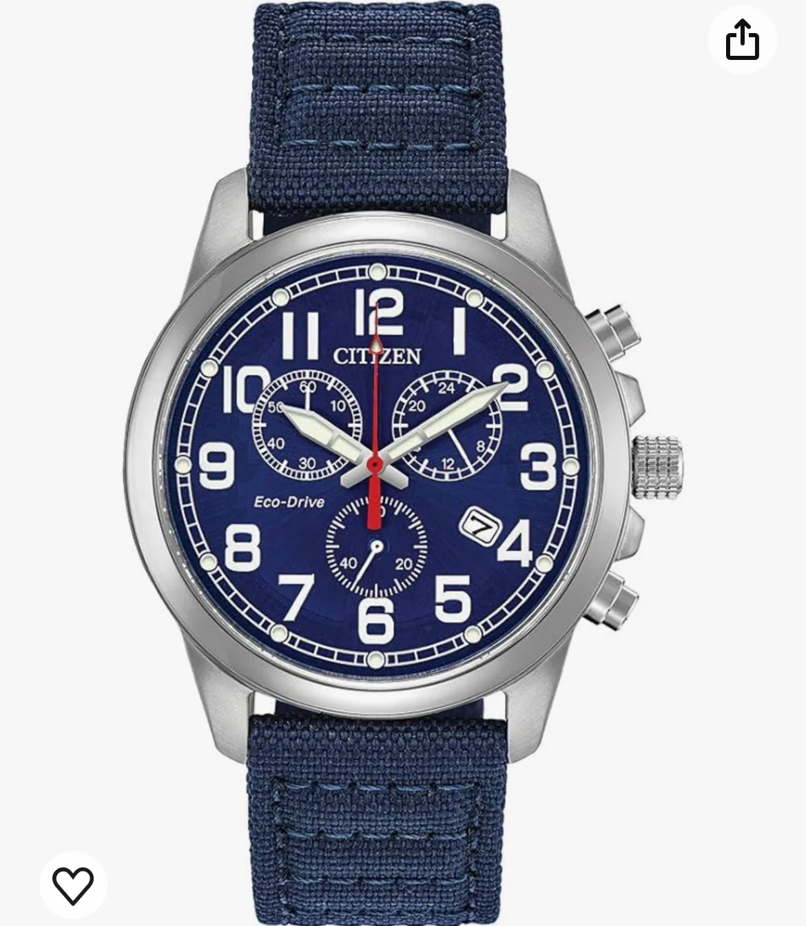 C42) Citizen Watches AT0200-05E Eco-Drive Chronograph Canvas Watch