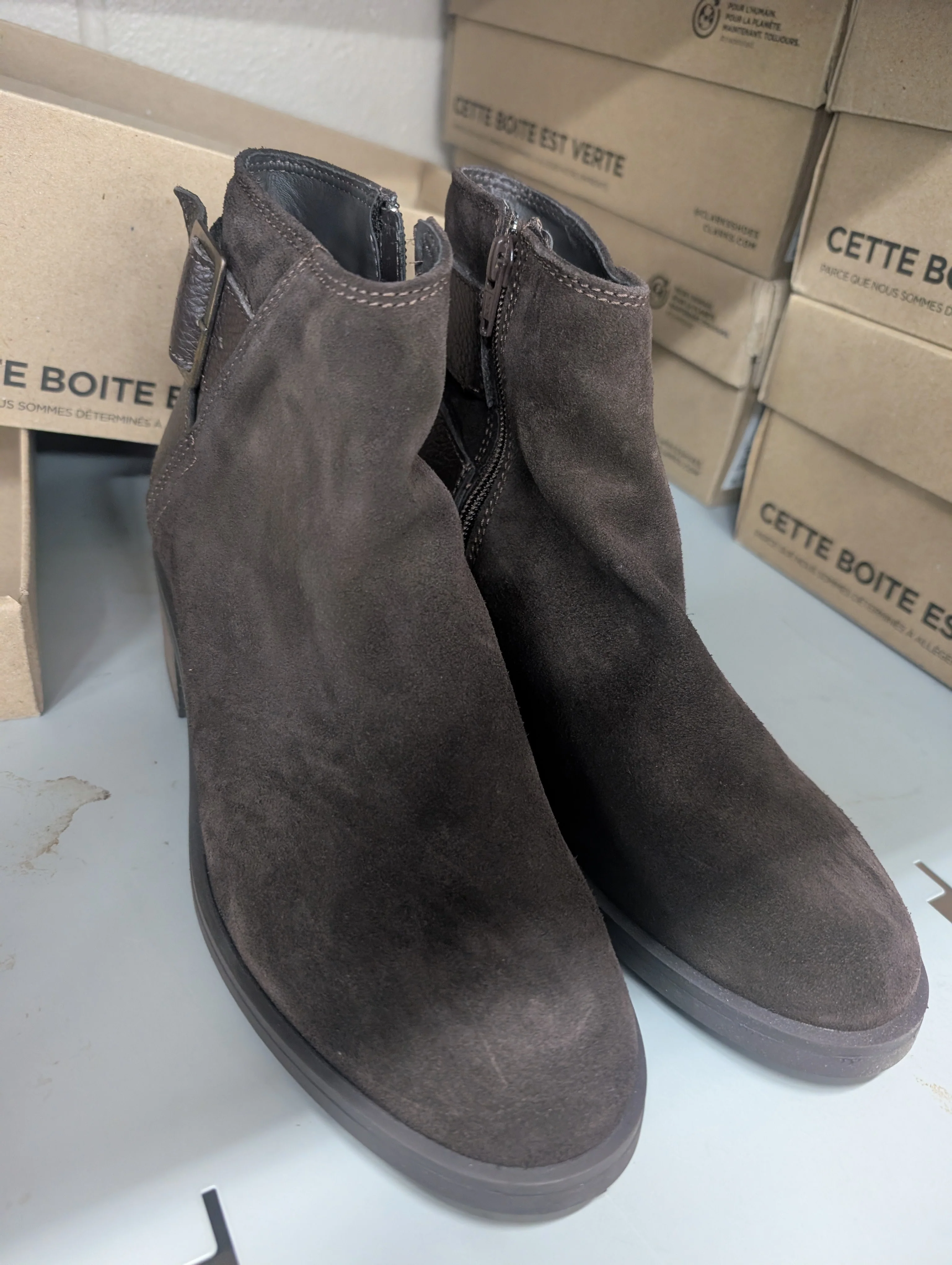 Clarks Women's Boots Memi Buckle Dark Brown Suede - Image 4