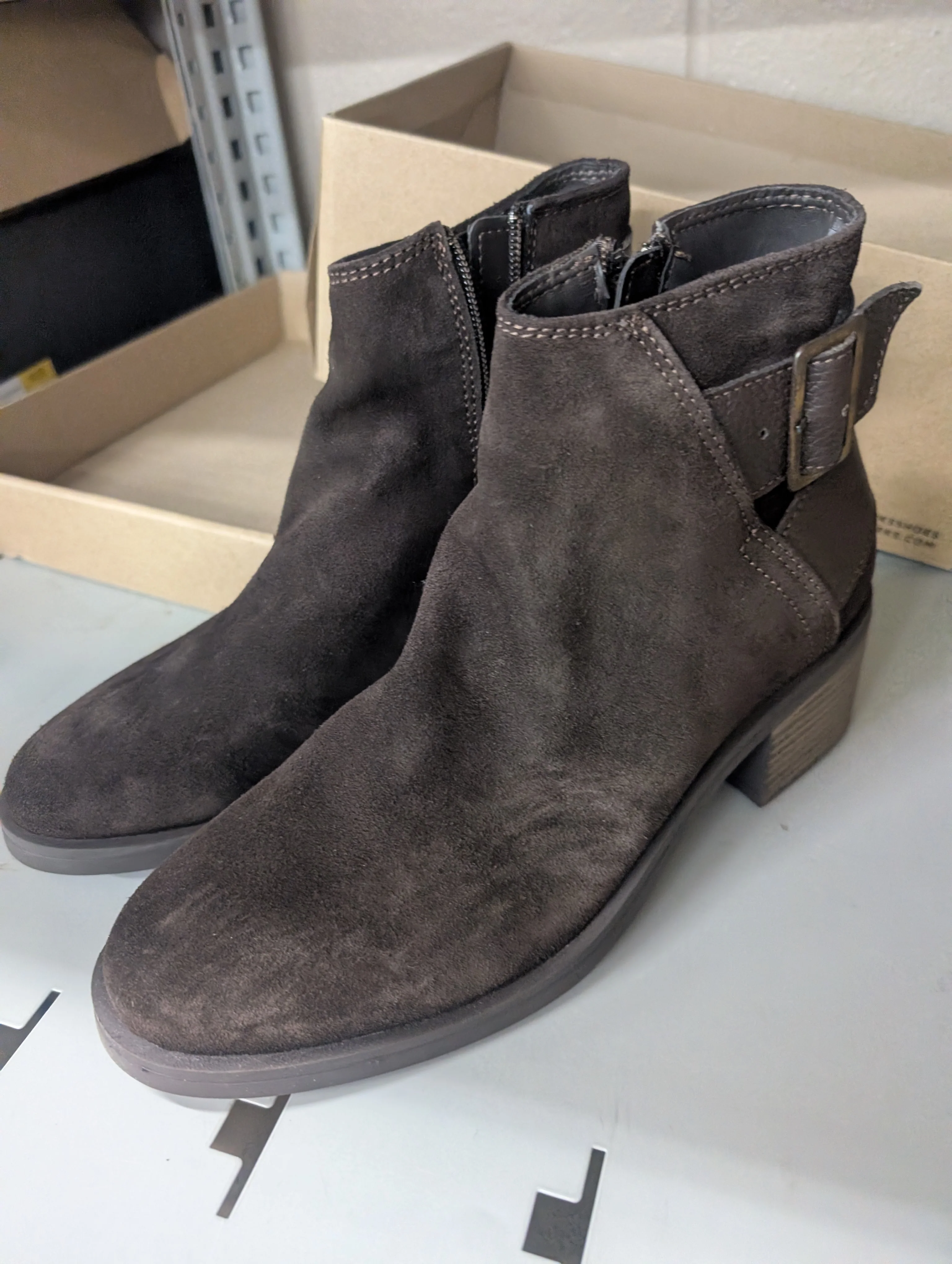Clarks Women's Boots Memi Buckle Dark Brown Suede - Image 5