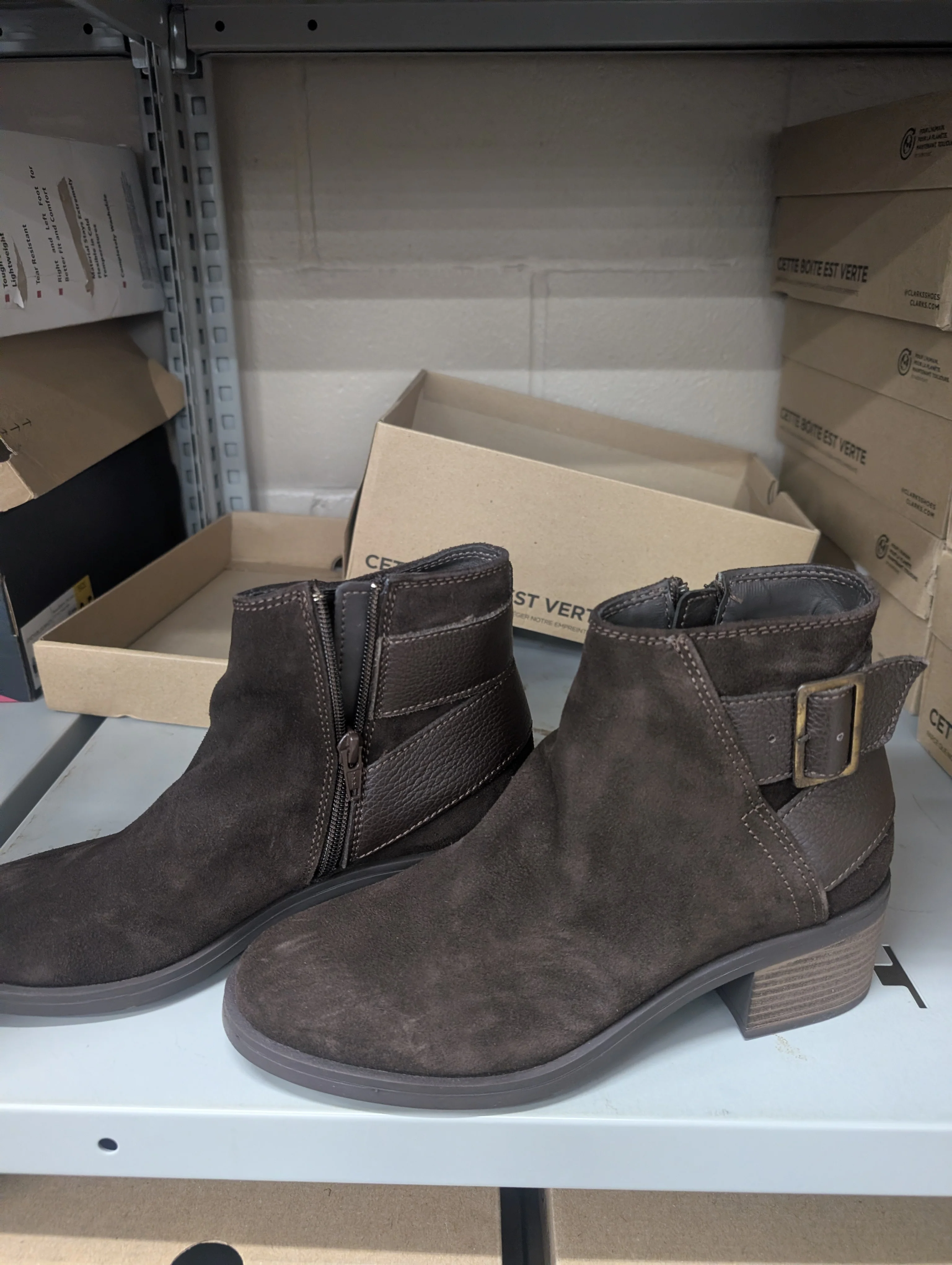 Clarks Women's Boots Memi Buckle Dark Brown Suede - Image 7
