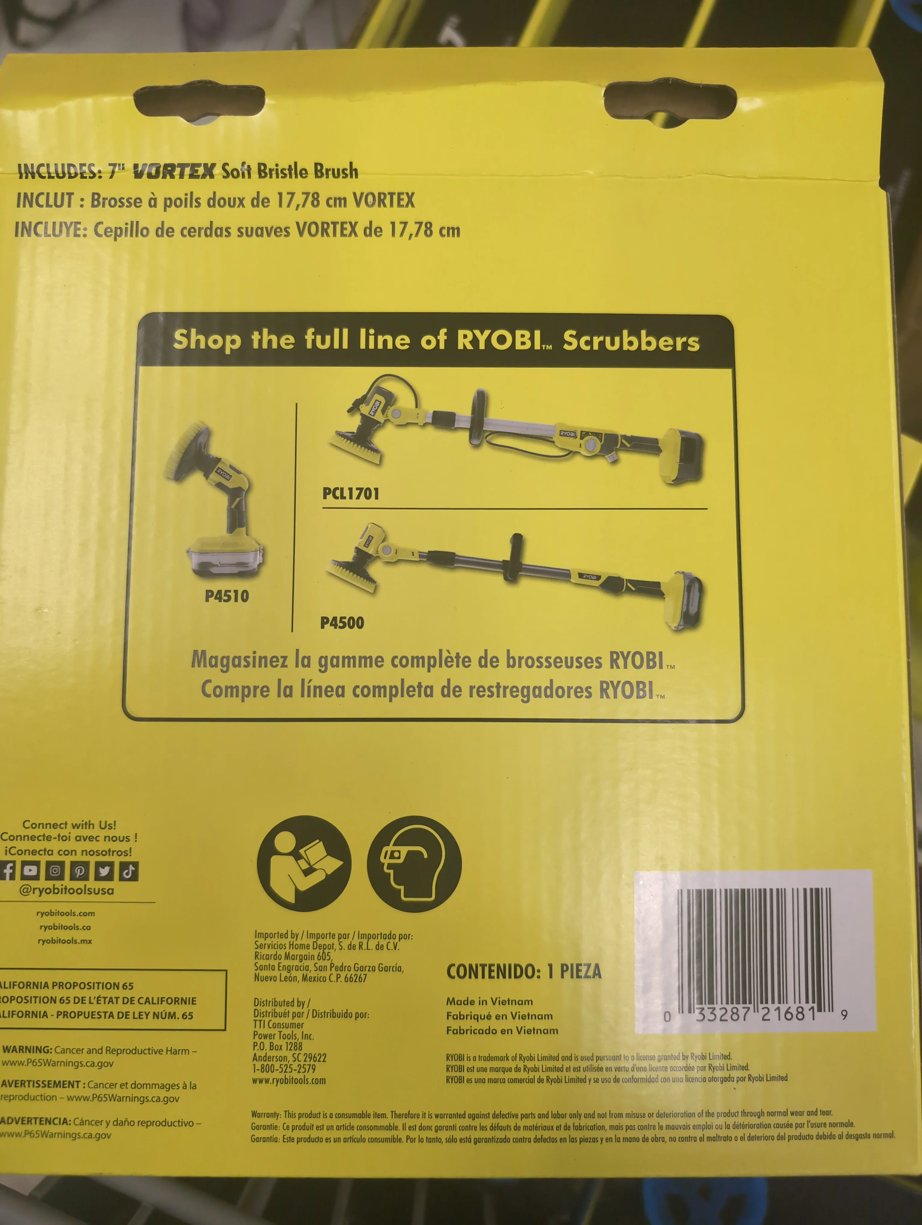 Ryobi 7" Vortex Soft Bristle Brush - Image 2